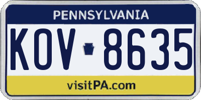 PA license plate KOV8635