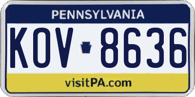 PA license plate KOV8636