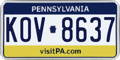 PA license plate KOV8637