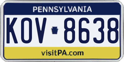 PA license plate KOV8638