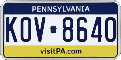 PA license plate KOV8640
