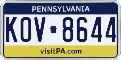 PA license plate KOV8644