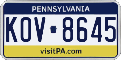 PA license plate KOV8645
