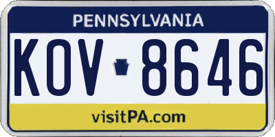 PA license plate KOV8646