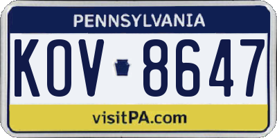 PA license plate KOV8647