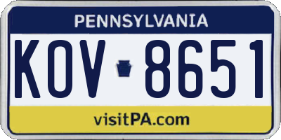 PA license plate KOV8651