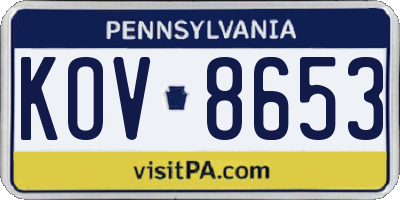 PA license plate KOV8653