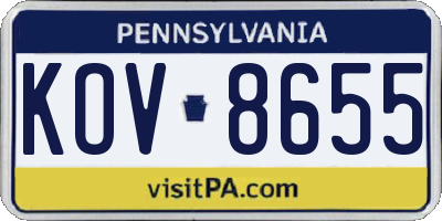 PA license plate KOV8655