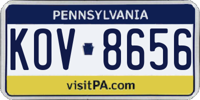 PA license plate KOV8656