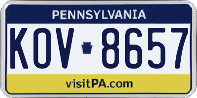 PA license plate KOV8657