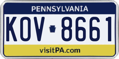 PA license plate KOV8661