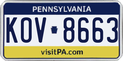 PA license plate KOV8663