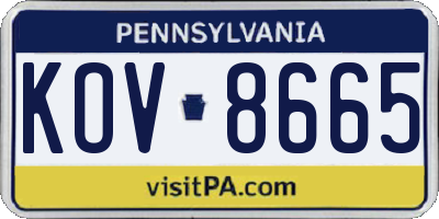 PA license plate KOV8665