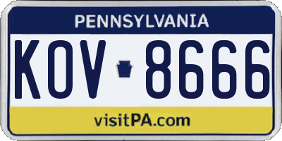 PA license plate KOV8666