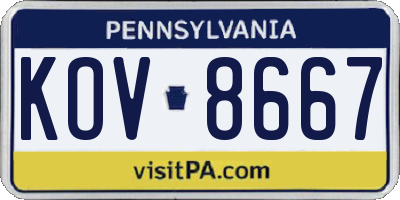 PA license plate KOV8667
