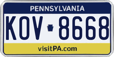 PA license plate KOV8668