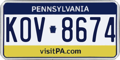 PA license plate KOV8674