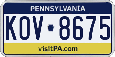 PA license plate KOV8675
