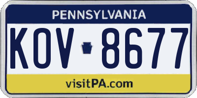 PA license plate KOV8677