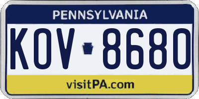 PA license plate KOV8680