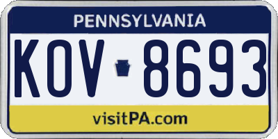 PA license plate KOV8693