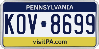 PA license plate KOV8699