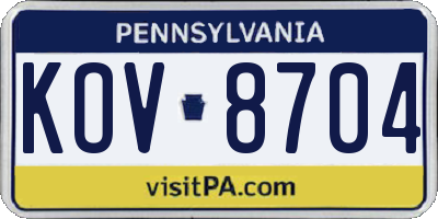 PA license plate KOV8704