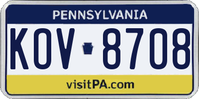 PA license plate KOV8708