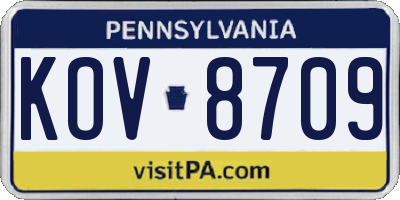 PA license plate KOV8709