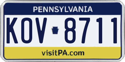 PA license plate KOV8711