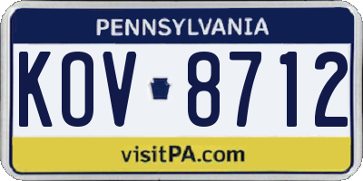 PA license plate KOV8712