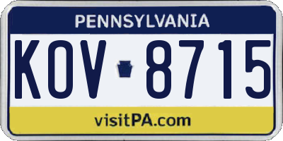 PA license plate KOV8715