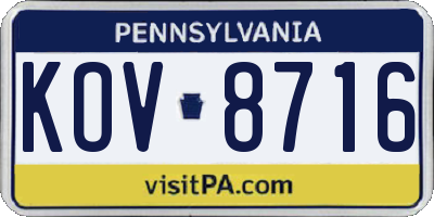 PA license plate KOV8716