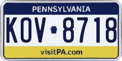 PA license plate KOV8718
