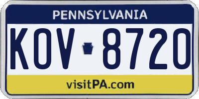 PA license plate KOV8720