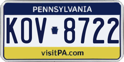 PA license plate KOV8722