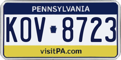 PA license plate KOV8723
