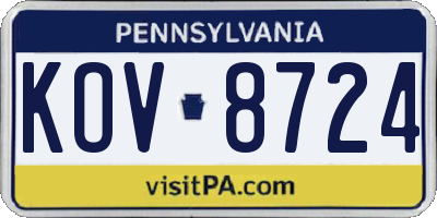 PA license plate KOV8724