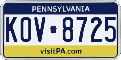 PA license plate KOV8725