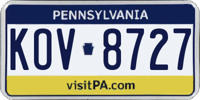 PA license plate KOV8727
