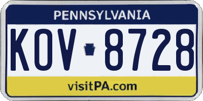 PA license plate KOV8728