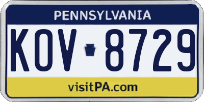 PA license plate KOV8729
