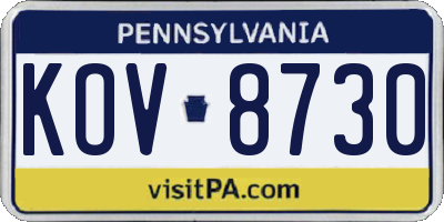 PA license plate KOV8730