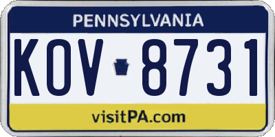 PA license plate KOV8731