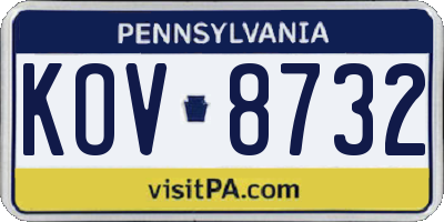 PA license plate KOV8732