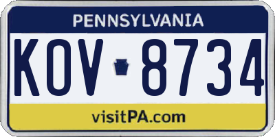 PA license plate KOV8734