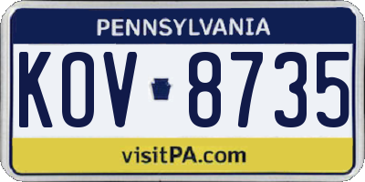 PA license plate KOV8735