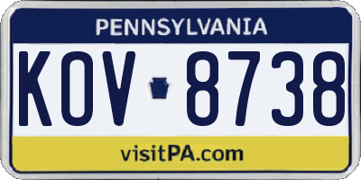 PA license plate KOV8738