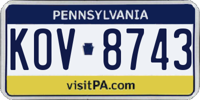 PA license plate KOV8743
