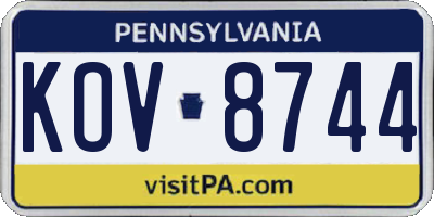 PA license plate KOV8744